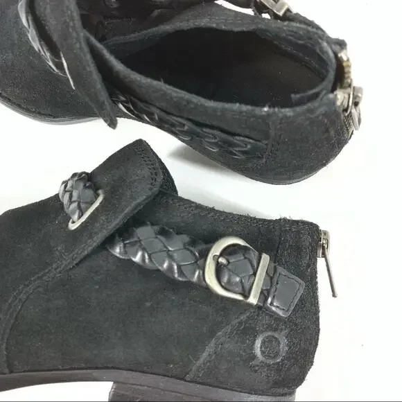 Born Nolina Leather Suede Ankle Boots Black Women’s Size 6M - Picture 5 of 10